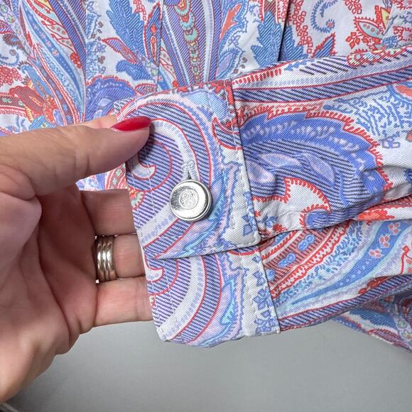 Escada Paisley Print Button Up Cotton Stretch Jacket Size 42 US 12/L Art to Wear - Picture 6 of 10
